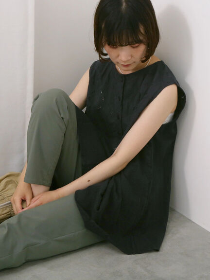 【Made in India】ノースリーブレースブラウス（オフホワイト/チャコールグレー/イエロー）｜Samansa Mos2 blue（サマンサモスモス ブルー）通販