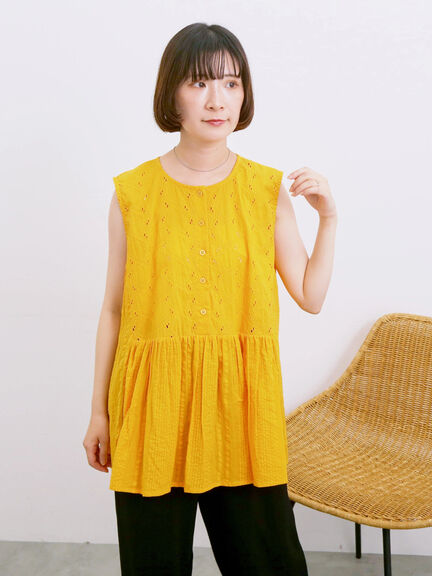 【Made in India】ノースリーブレースブラウス（オフホワイト/チャコールグレー/イエロー）｜Samansa Mos2 blue（サマンサモスモス ブルー）通販