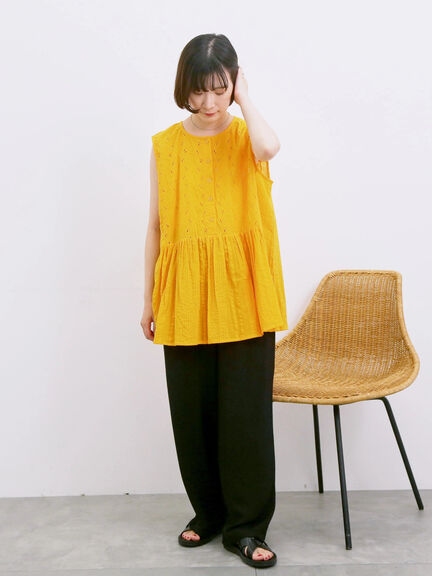 【Made in India】ノースリーブレースブラウス（オフホワイト/チャコールグレー/イエロー）｜Samansa Mos2 blue（サマンサモスモス ブルー）通販
