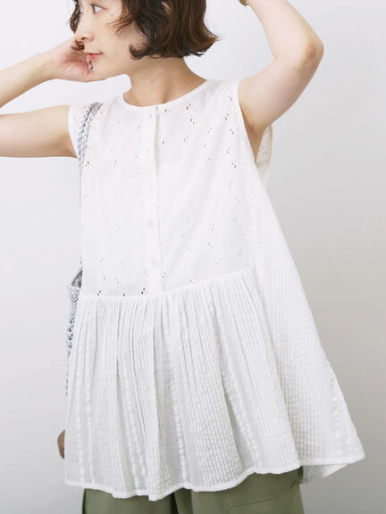 【Made in India】ノースリーブレースブラウス（オフホワイト/チャコールグレー/イエロー）｜Samansa Mos2 blue（サマンサモスモス ブルー）通販