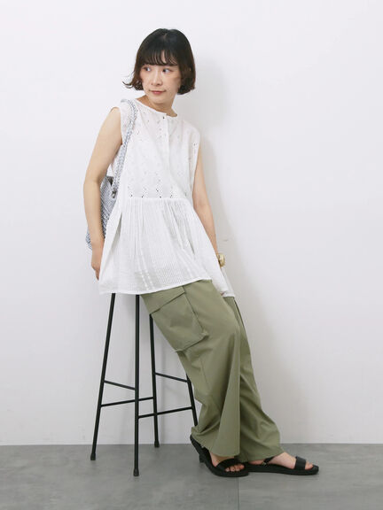 【Made in India】ノースリーブレースブラウス（オフホワイト/チャコールグレー/イエロー）｜Samansa Mos2 blue（サマンサモスモス ブルー）通販