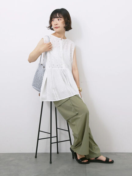 【Made in India】ノースリーブレースブラウス（オフホワイト/チャコールグレー/イエロー）｜Samansa Mos2 blue（サマンサモスモス ブルー）通販