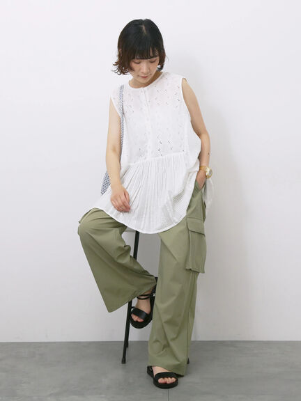 【Made in India】ノースリーブレースブラウス（オフホワイト/チャコールグレー/イエロー）｜Samansa Mos2 blue（サマンサモスモス ブルー）通販