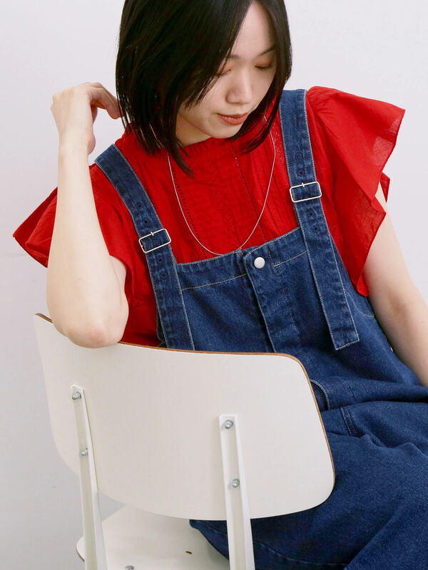 【Made in India】フリル袖レースピンタックブラウス（オフホワイト/ブラック/レッド）｜Samansa Mos2 blue（サマンサモスモス ブルー）通販