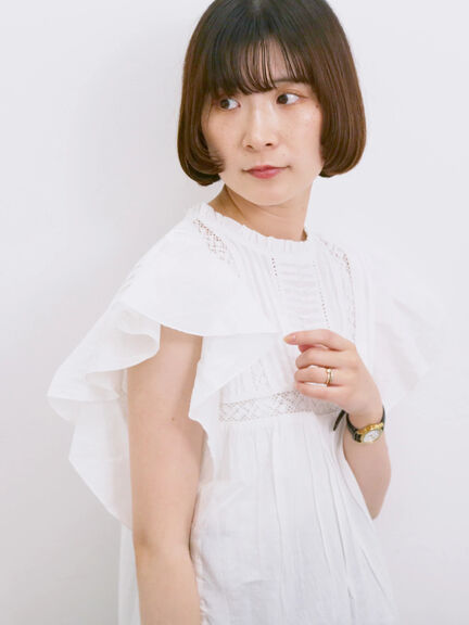 【Made in India】フリル袖レースピンタックブラウス（オフホワイト/ブラック/レッド）｜Samansa Mos2 blue（サマンサモスモス ブルー）通販