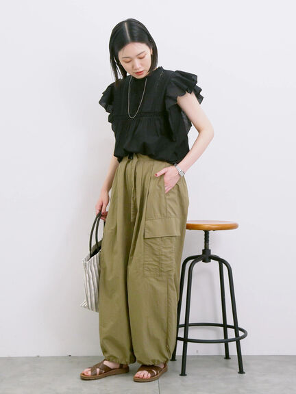 【Made in India】フリル袖レースピンタックブラウス（オフホワイト/ブラック/レッド）｜Samansa Mos2 blue（サマンサモスモス ブルー）通販