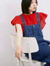 【Made in India】フリル袖レースピンタックブラウス（オフホワイト/ブラック/レッド）｜Samansa Mos2 blue（サマンサモスモス ブルー）通販