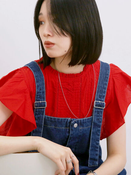 【Made in India】フリル袖レースピンタックブラウス（オフホワイト/ブラック/レッド）｜Samansa Mos2 blue（サマンサモスモス ブルー）通販