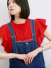 【Made in India】フリル袖レースピンタックブラウス（オフホワイト/ブラック/レッド）｜Samansa Mos2 blue（サマンサモスモス ブルー）通販