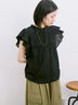 【Made in India】フリル袖レースピンタックブラウス（オフホワイト/ブラック/レッド）｜Samansa Mos2 blue（サマンサモスモス ブルー）通販