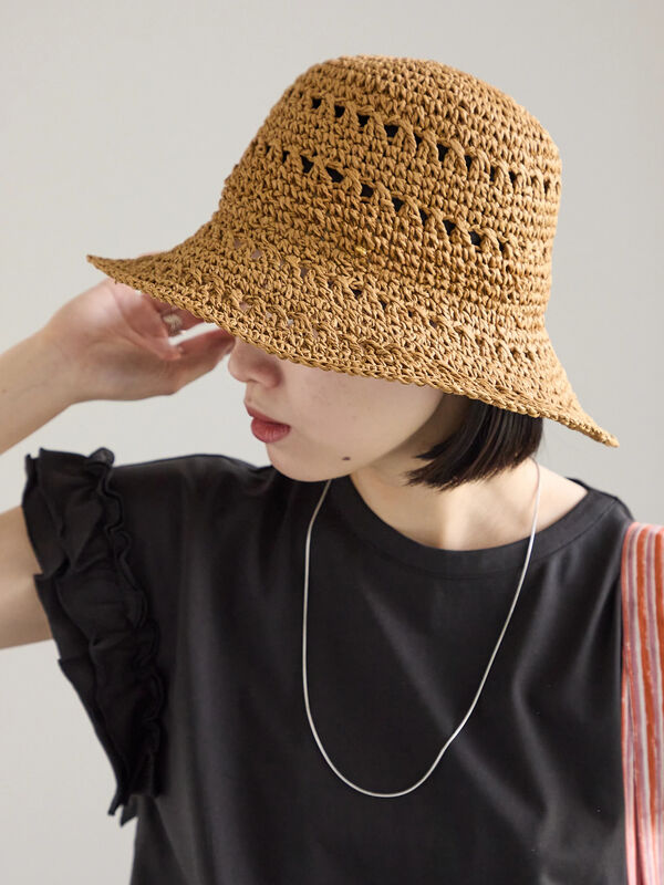 編み柄ぺーパーハット（ベージュ）｜Samansa Mos2 blue（サマンサモスモス ブルー）通販