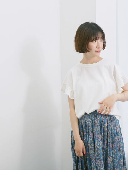 【USAコットン】フリルTシャツ（オフホワイト/ブラック/グリーン）｜Samansa Mos2 blue（サマンサモスモス ブルー）通販