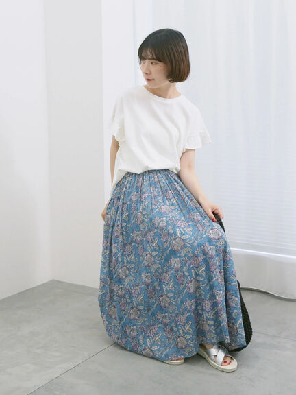 【USAコットン】フリルTシャツ（オフホワイト/ブラック/グリーン）｜Samansa Mos2 blue（サマンサモスモス ブルー）通販