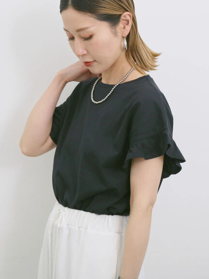 【USAコットン】フリルTシャツ（オフホワイト/ブラック/グリーン）｜Samansa Mos2 blue（サマンサモスモス ブルー）通販