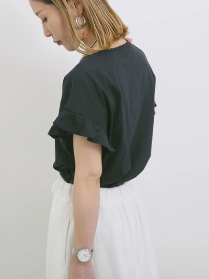 【USAコットン】フリルTシャツ（オフホワイト/ブラック/グリーン）｜Samansa Mos2 blue（サマンサモスモス ブルー）通販