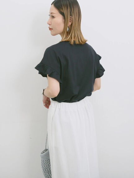 【USAコットン】フリルTシャツ（オフホワイト/ブラック/グリーン）｜Samansa Mos2 blue（サマンサモスモス ブルー）通販