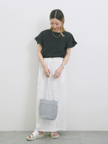 【USAコットン】フリルTシャツ（オフホワイト/ブラック/グリーン）｜Samansa Mos2 blue（サマンサモスモス ブルー）通販