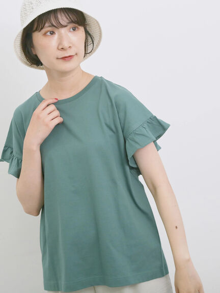 【USAコットン】フリルTシャツ（オフホワイト/ブラック/グリーン）｜Samansa Mos2 blue（サマンサモスモス ブルー）通販