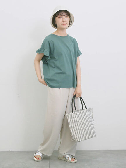 【USAコットン】フリルTシャツ（オフホワイト/ブラック/グリーン）｜Samansa Mos2 blue（サマンサモスモス ブルー）通販