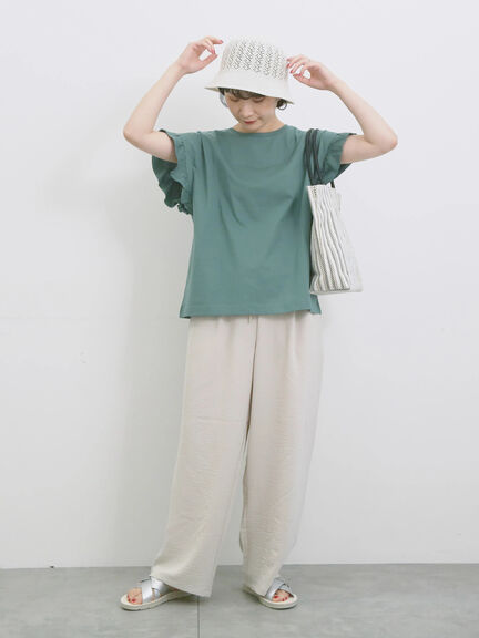 【USAコットン】フリルTシャツ（オフホワイト/ブラック/グリーン）｜Samansa Mos2 blue（サマンサモスモス ブルー）通販