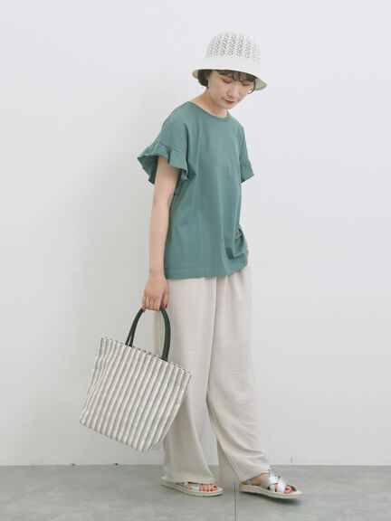 【USAコットン】フリルTシャツ（オフホワイト/ブラック/グリーン）｜Samansa Mos2 blue（サマンサモスモス ブルー）通販