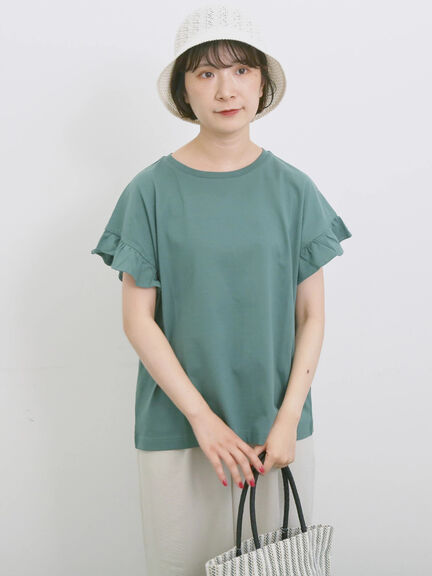 【USAコットン】フリルTシャツ（オフホワイト/ブラック/グリーン）｜Samansa Mos2 blue（サマンサモスモス ブルー）通販