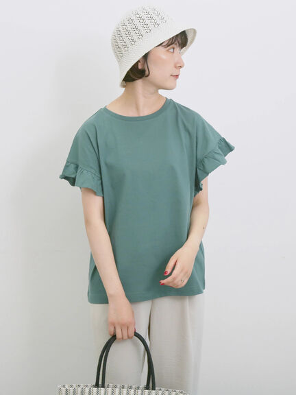【USAコットン】フリルTシャツ（オフホワイト/ブラック/グリーン）｜Samansa Mos2 blue（サマンサモスモス ブルー）通販