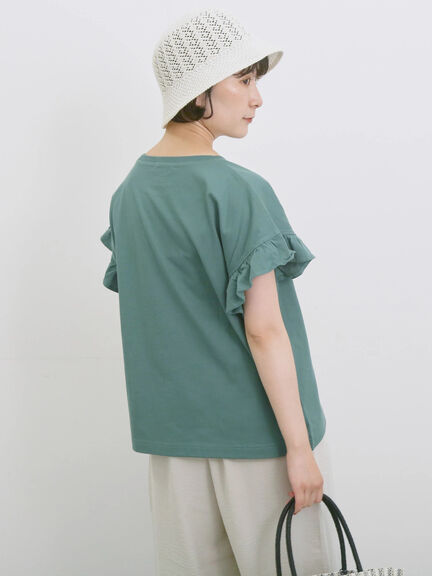 【USAコットン】フリルTシャツ（オフホワイト/ブラック/グリーン）｜Samansa Mos2 blue（サマンサモスモス ブルー）通販