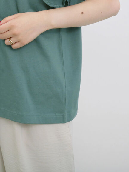 【USAコットン】フリルTシャツ（オフホワイト/ブラック/グリーン）｜Samansa Mos2 blue（サマンサモスモス ブルー）通販