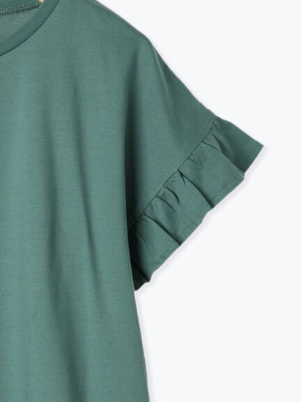 【USAコットン】フリルTシャツ（オフホワイト/ブラック/グリーン）｜Samansa Mos2 blue（サマンサモスモス ブルー）通販