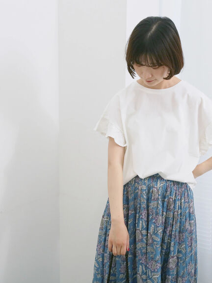 【USAコットン】フリルTシャツ（オフホワイト/ブラック/グリーン）｜Samansa Mos2 blue（サマンサモスモス ブルー）通販