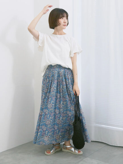 【USAコットン】フリルTシャツ（オフホワイト/ブラック/グリーン）｜Samansa Mos2 blue（サマンサモスモス ブルー）通販