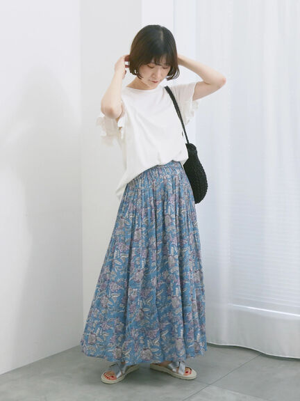 【USAコットン】フリルTシャツ（オフホワイト/ブラック/グリーン）｜Samansa Mos2 blue（サマンサモスモス ブルー）通販