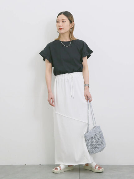 【USAコットン】フリルTシャツ（オフホワイト/ブラック/グリーン）｜Samansa Mos2 blue（サマンサモスモス ブルー）通販