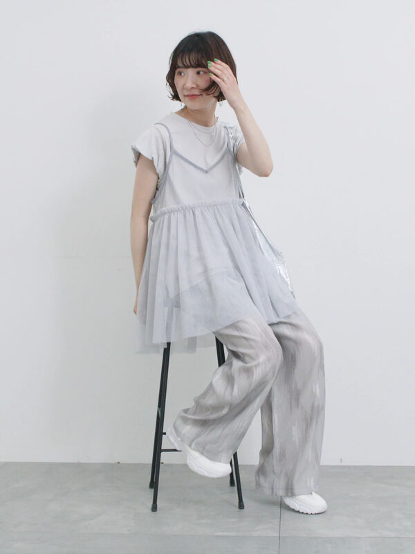 セール】 ラメチュールビスチェ（グレー/ベージュ/Sグレー/トップス