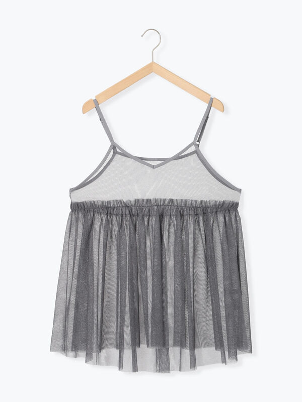 セール】 ラメチュールビスチェ（グレー/ベージュ/Sグレー/トップス