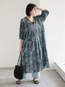 【Made in India】花柄ワンピース（チャコールグレー/ブルー/キナリ）｜Samansa Mos2 blue（サマンサモスモス ブルー）通販