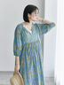 【Made in India】花柄ワンピース（チャコールグレー/ブルー/キナリ）｜Samansa Mos2 blue（サマンサモスモス ブルー）通販