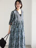 【Made in India】花柄ワンピース（チャコールグレー/ブルー/キナリ）｜Samansa Mos2 blue（サマンサモスモス ブルー）通販