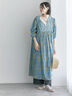 【Made in India】花柄ワンピース（チャコールグレー/ブルー/キナリ）｜Samansa Mos2 blue（サマンサモスモス ブルー）通販