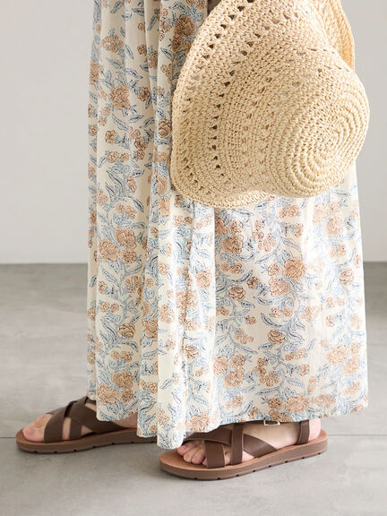 【Made in India】花柄ワンピース（チャコールグレー/ブルー/キナリ）｜Samansa Mos2 blue（サマンサモスモス ブルー）通販
