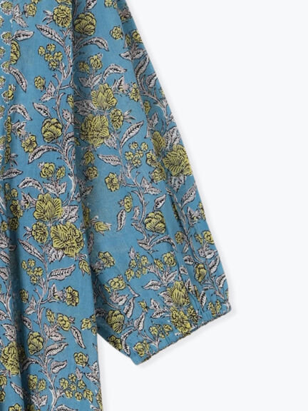 【Made in India】花柄ワンピース（チャコールグレー/ブルー/キナリ）｜Samansa Mos2 blue（サマンサモスモス ブルー）通販