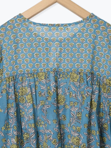【Made in India】花柄ワンピース（チャコールグレー/ブルー/キナリ）｜Samansa Mos2 blue（サマンサモスモス ブルー）通販