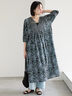 【Made in India】花柄ワンピース（チャコールグレー/ブルー/キナリ）｜Samansa Mos2 blue（サマンサモスモス ブルー）通販