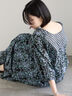 【Made in India】花柄ワンピース（チャコールグレー/ブルー/キナリ）｜Samansa Mos2 blue（サマンサモスモス ブルー）通販