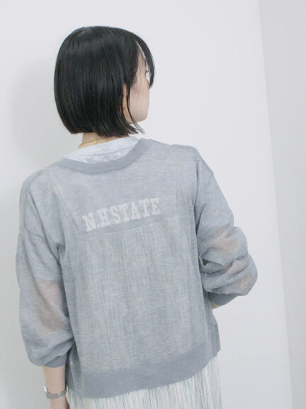 サマンサモスモス ブルー Samansa Mos2 blue ダンボールパーカー （グレー） セール】ダンボールショート丈プルオーバー（Tシャツ/カットソー