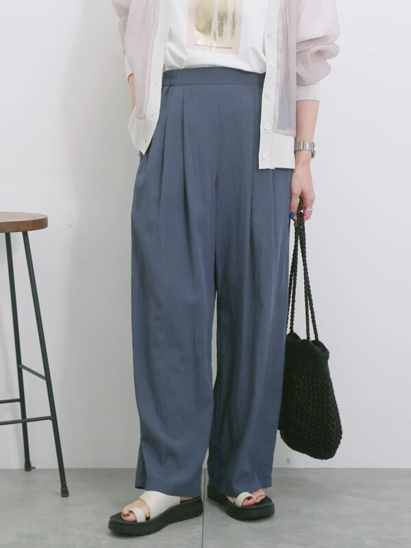 【接触冷感】タックワイドパンツ（ネイビー）｜Samansa Mos2 blue（サマンサモスモス ブルー）通販