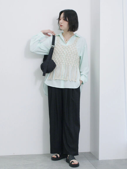 【接触冷感】タックワイドパンツ（ブラック/ピンク/ライトベージュ/ネイビー）｜Samansa Mos2 blue（サマンサモスモス ブルー）通販