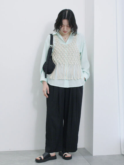 【接触冷感】タックワイドパンツ（ブラック/ピンク/ライトベージュ/ネイビー）｜Samansa Mos2 blue（サマンサモスモス ブルー）通販