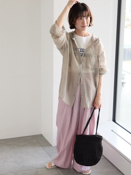 【接触冷感】タックワイドパンツ（ブラック/ピンク/ライトベージュ/ネイビー）｜Samansa Mos2 blue（サマンサモスモス ブルー）通販